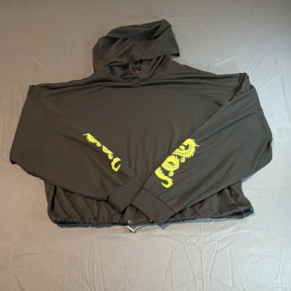 Charlotte Russe Tops - Charlotte Russe Black Dragon Graphic Cropped Hoodie M Athletic Pullover Y2K